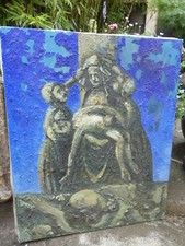 Guy Pennamen Concarneau RARE Tableau Descente de Croix à restaurer  50cmX62cm