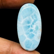 34 Cts Naturel Larimar Pectolite 33x17mm Ovale Ample Cabochon non Traité Gemme