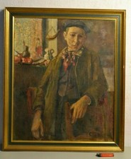 Tableau peinture huile Henri David petit berger paysan Gascon Basque Quercy Lot