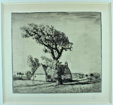 Jean FRÉLAUT "Le grand orme de Penmern" - 1908 - Estampe originale signée 27/30