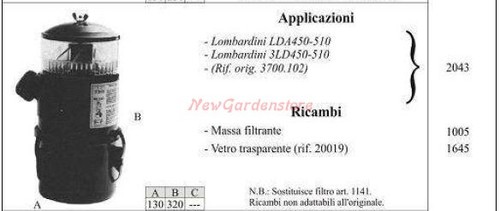 Filtre huile lombardini - filtre, À