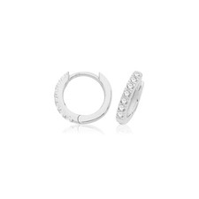 9ct or Blanc 7 Pierre Boucle Oreilles Britannique Fabriqué 375 Poinçon Tout Neuf