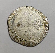 RARE Monnaie Argent, 1/2 Franc Henri III 1591 M (Toulouse) - 5.7G