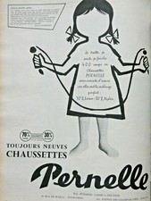 PUBLICITÉ DE PRESSE 1957 CHAUSSETTES PERNELLE 70% LAINE 30% NYLON