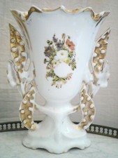 ( 120 ) GRAND ET SUBLIME VASE DE MARIÉE FLORAL EN PORCELAINE DE PARIS XIX ème