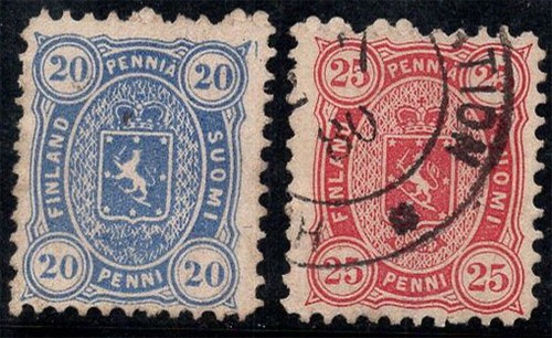 Finlande 1875 16a 17a - finlande, mi.