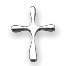 Bijou collier religieux minimaliste pendentif croix arrondie en argent...
