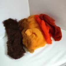 laine cardée 100% mérinos origine FRANCE à feutrer 100 gr oranges bruns ocre