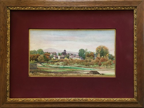 Tableau aquarelle village avec - tableau,