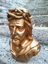 Buste du Christ ancien en plâtre doré signé R.Moulin