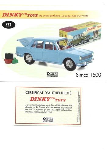 Dinky toys fiche certificat - dinky,