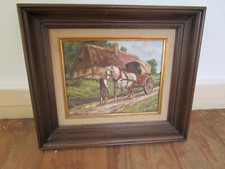 Huile sur toile originale "La Calèche" - Edouard LECOURT