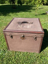 Grande malle de voyage, " Maison Allemand à Marseille ",  en bois et cuir,  1900