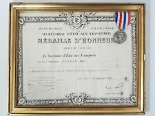 Tableau Cadre sous verre Médaille d'Honneur en Argent des Chemins de Fer