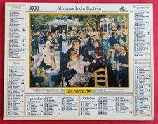 CALENDRIER ALMANACH DES POSTES PTT 1999 ART PEINTURE James TISSOT Auguste RENOIR
