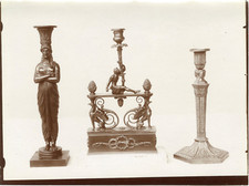 France, Paris, flambeaux en bronze doré et ciselé, statuette Egyptienne, sphinx,