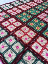 Plaid vintage Patchwork couverture couvre Lit crochet laine fait mains Fluo 220 