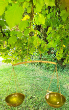 Ancienne Balance à Fleaux - apothicaire - a tabac en laiton bol diametre 12,5cm