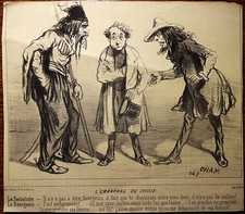 CHAM Lithographie Le Charivari Caricature XIX L'embarras du choix