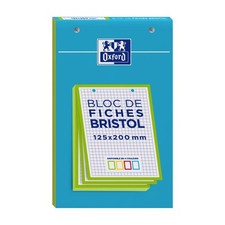 [400167376] Oxford Bloc de 30 fiches bristol 125X200 perforées Q5/5 vert