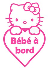Stickers voiture Bébé à bord Hello Kitty 18cm x 11,50cm
