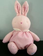 W.* DOUDOU PELUCHE BOULE KLORANE LAPIN ROSE RAYE BLANC BEBE EXCELLENT ETAT