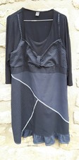 ROBE FEMME NOIR  2 EN 1  taille  XL 48 /50 GRANDE TAILLE MS MODE