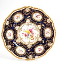 Royal Worcester Armoire Plaque 1903 Cobalt Sol Peints à la Main Florales Doré