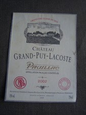 etiquette vin Chateau Grand Puy Lacoste 2002 pauillac wine label wein etikett