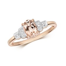 Bague Femme Or Rose 9 k/carat et Diamant avec Morganite