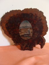 Peinture orientaliste sur tronc d’olivier 19ème siècle