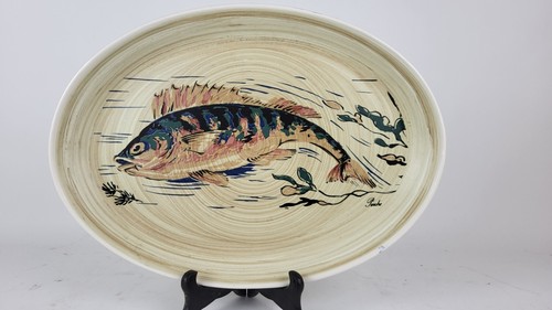 Plat ovale grès poisson - plat,