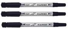Lot de 3 feutres PILOT Twin CD-DVD Pointe Fine/Extra Fine encre NOIRE