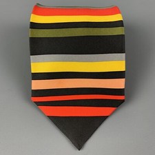 Cravate En Soie À Rayures Noires Multi-Couleurs GENE MEYER