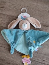 DOUDOU PLAT LAPIN BLEU GRIS