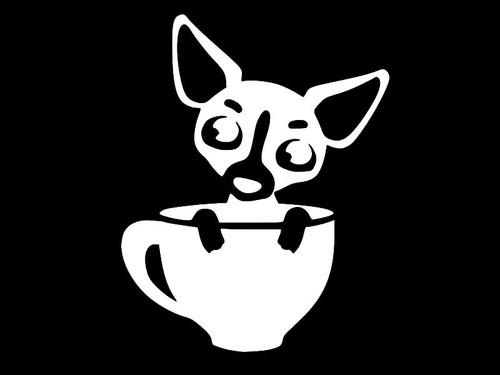 Chihuahua teacup vinyl - a,