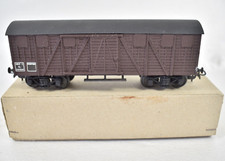 SMCF HO WAGON COUVERT AMERICAIN SNCF A BOGGIES MARRON EN METAL AVEC SA BOITE