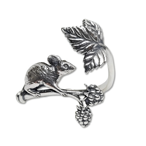 Bague feuille souris mûre - feuille,