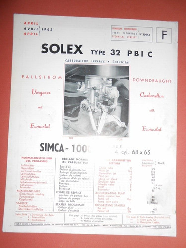 Carburateur solex pbic - solex, 32
