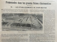 1900 USINES D’AUTOMOBILES - ÉTABLISSEMENTS DE DION BOUTON - LA VIE AU GRAND AIR