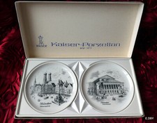 2 ASSIETTES  VINTAGES DECORATIVES MÜCHEN  PORCELAINE ALLEMANDE KAISER PORZELLAN