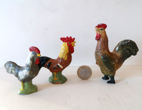 Lot figurines coq et - de, 3
