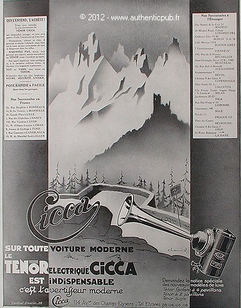 Publicite cicca klaxon tenor - publicite,