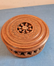 SUPERBE PETITE BOITE RONDE ARTISANAT BRETON MEUBLE MINIATURE ESTAMPILLEE ref2