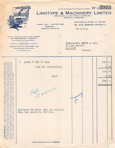 1946 linotype machinery - &,
