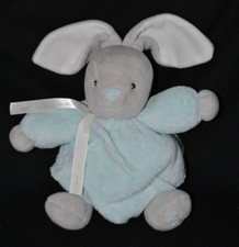 Peluche doudou lapin bleu KALOO 2014 boule plume gris blanc 20/30 cm NEUF