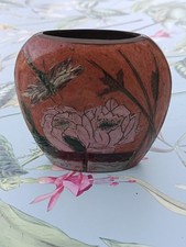 vase ancien émaillé Laiton