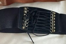 ceintures noire élastique métal laçage soirée