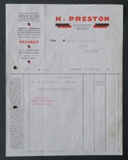 Facture PRESTON RENNES cycle motocycle vélo bike entête illustrée 125