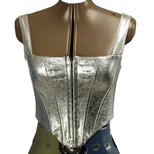 Metallic silver lace back - metallic, lace-up